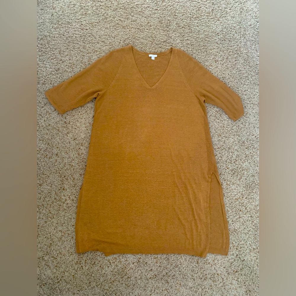 Pre loved J Jill top, v neck tunic, long sweater 1X in tan